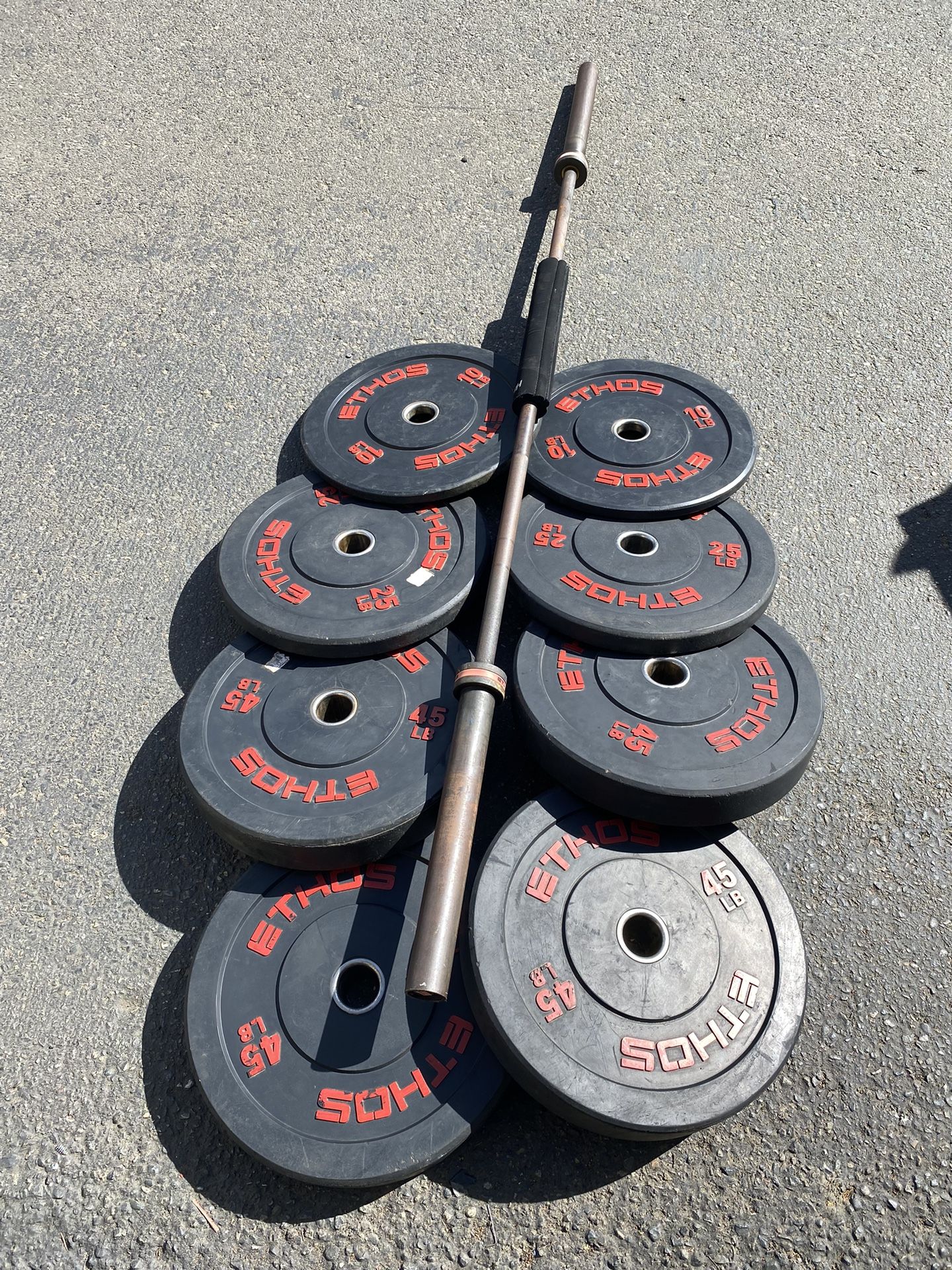 Bumper Weights And Barbell 