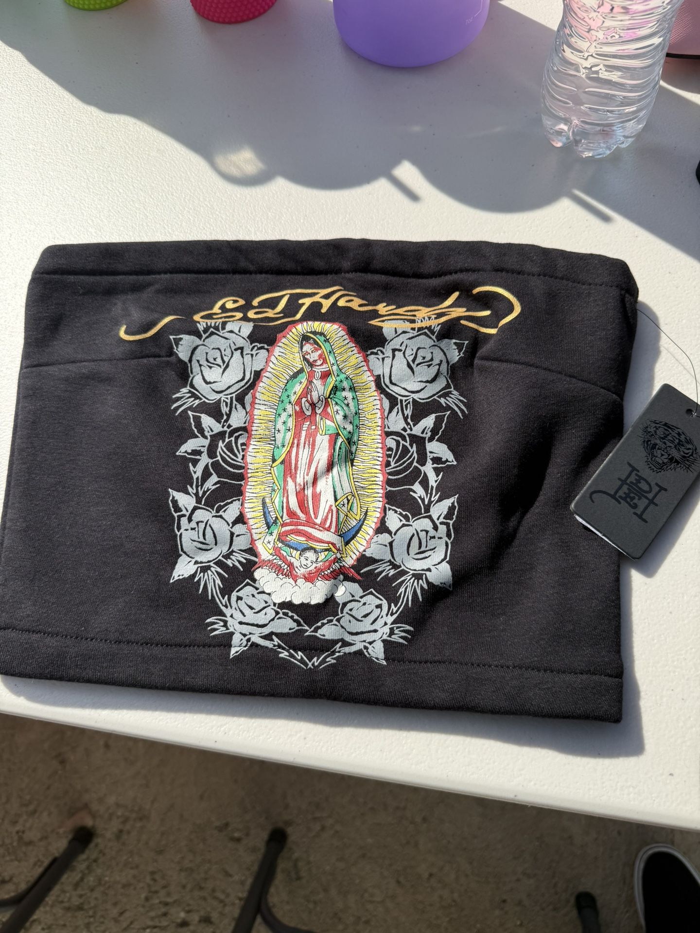 Ed Hardy Virgin Mary Tube Top & Sweat Pants Set