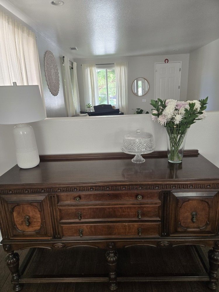 Antique Solid Wood Buffet Table/Credenza