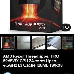  AMD Ryzen Threadripper PRO 5965WX CPU 24 cores Up to 4.5GHz L3 Cache 128MB sWRX8