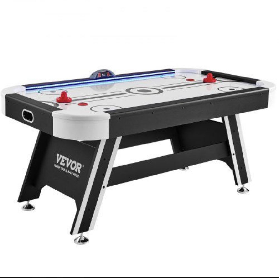 VEVOR Air-Powered Hockey Table, 89" Indoor Hockey Table for Kids and Adults, LED Sports Hockey Game with 2 Pucks, 2 Pushers, and Electronic Score Syst