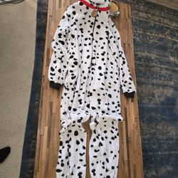 Size small dog Halloween costume full body suit puppy Dalmatian black and white