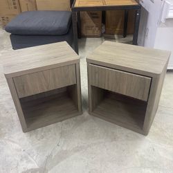 Night Stand Set of 2 Nightstands with Drawer Storage Fluted Bed Side Table End Table Large Modern Wi