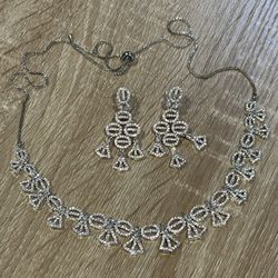 American Diamond Necklace With Earrings 