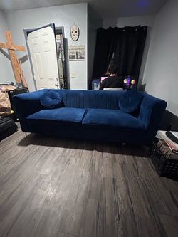 Velvet blue couch