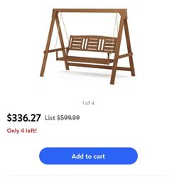 Brand new still in box hardwood patio 3 seater swing