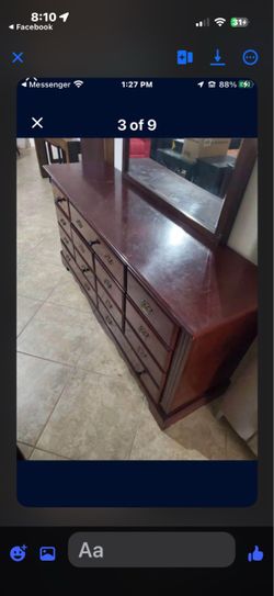 ❤️Dark Cherry wood full size bedroom set: bed frame, dresser/63” x 19”x 33”❤️