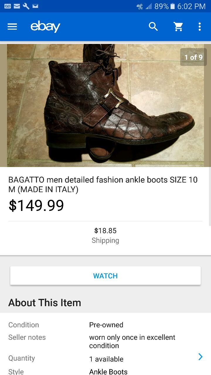 Men BAGOTTO leather tie up ankle boots SIZE 10