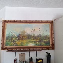 Large Duck Painting Oil On Canvas By BURTON