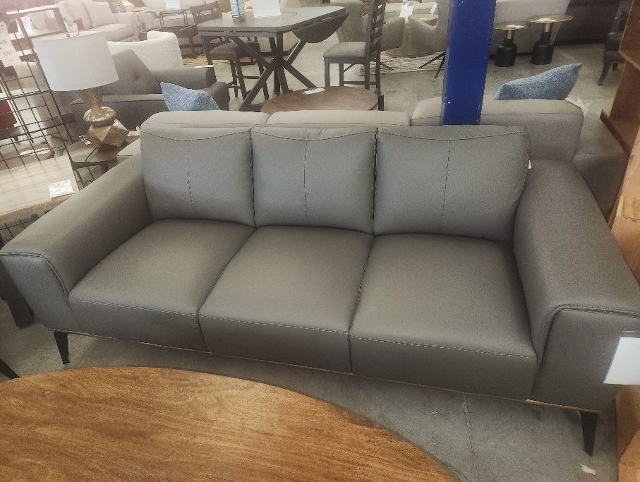 CONTEMPORARY LEATHER GRAY SOFA