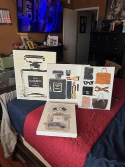 Ross/Burlington, 4 Pc Set, Fabric Decor Frames, “Chanel” Used No Tears Good Condition, All Been In Storage 