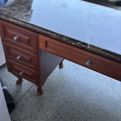 Desk with granite top good condition