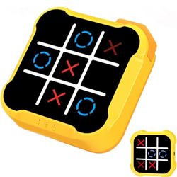 4 in 1 Handheld Educational Game Machine, Electronic Tic Tac Toe Game for Education and Memory Growth, Home, Toy Board Game for Kids and Adults (Yello