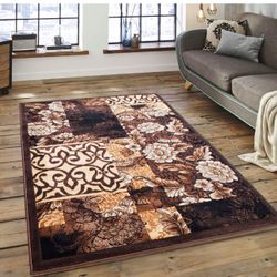 8/10 Brown Floral Rug 