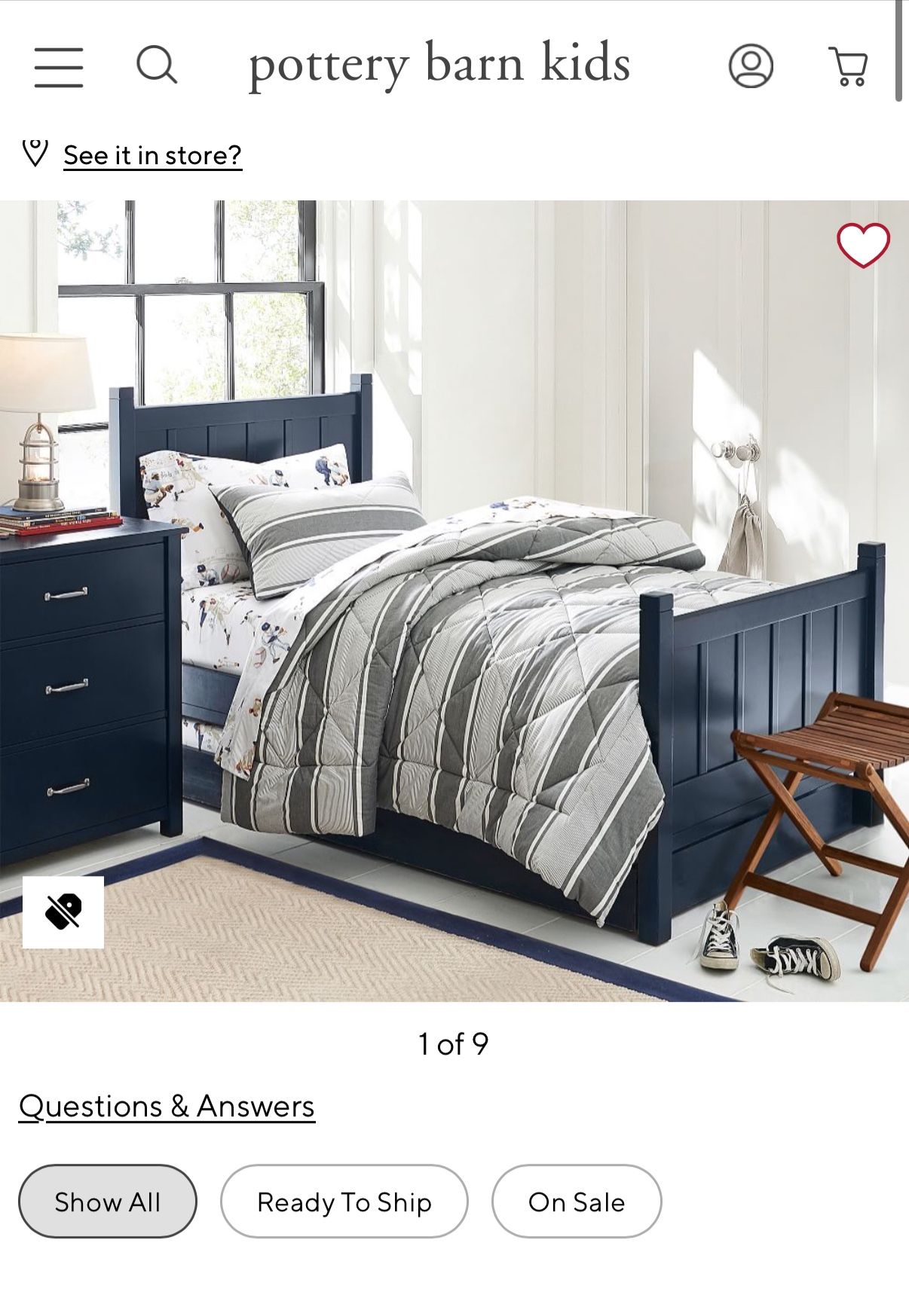 Pottery Barn Kids Navy Camp twin Bed