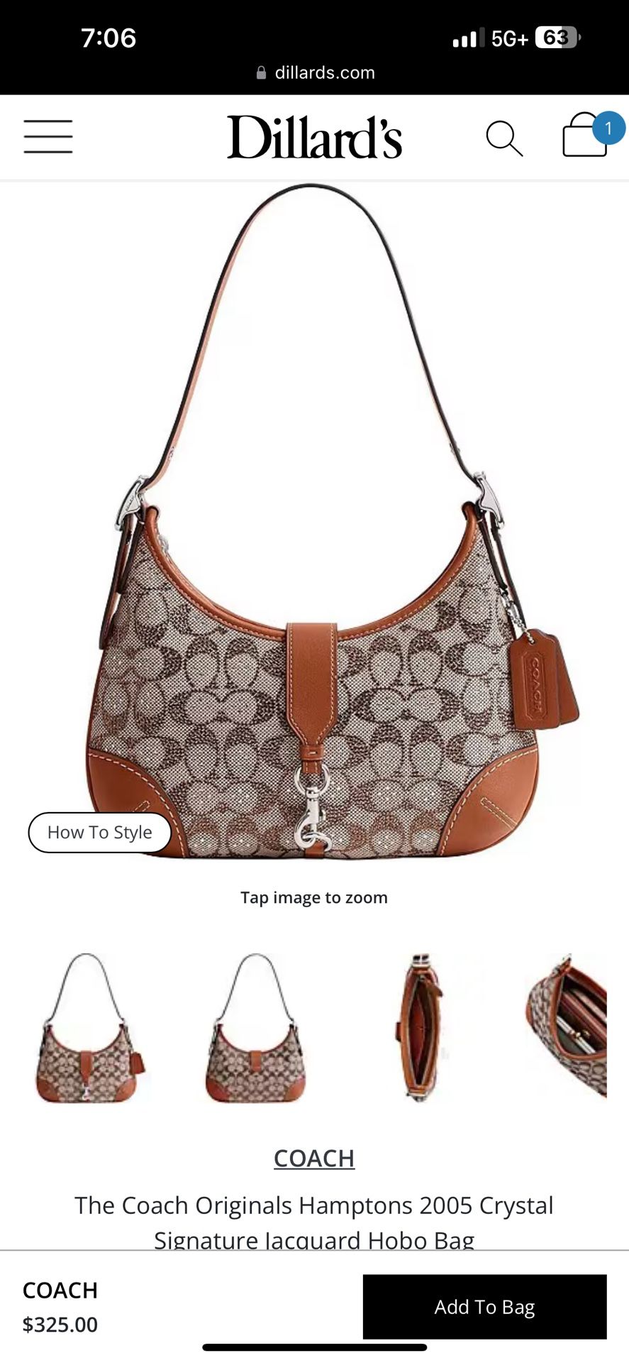 The Coach Originals Hamptons 2005 Crystal Signature Jacquard Hobo Bag
