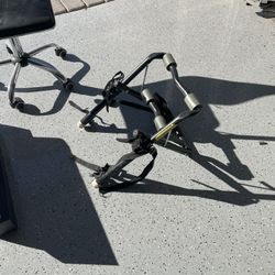 Small bike rack for exterior of car trunk.