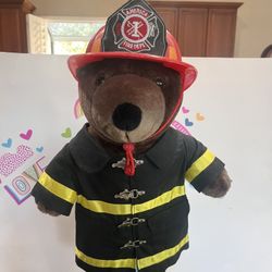 FIREMAN LARGE STANDING 20 INCH BEAR DOLL!! QUALITY MADE! With his complete Uniform