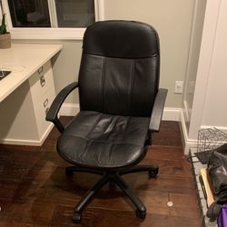 Desk Chair Black Leather High back Adjustable Rolling Office Seat