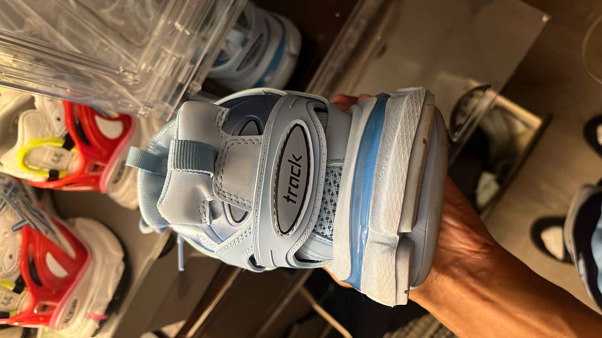 blue balenciaga tracks 