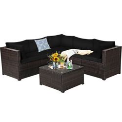 Costway 6PCS Rattan Patio Sectional Sofa Conversation Set Outdoor
