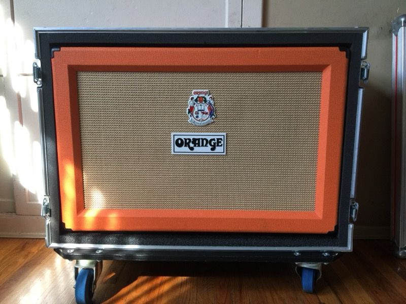 Orange 2x12 cab w/ live in road case
