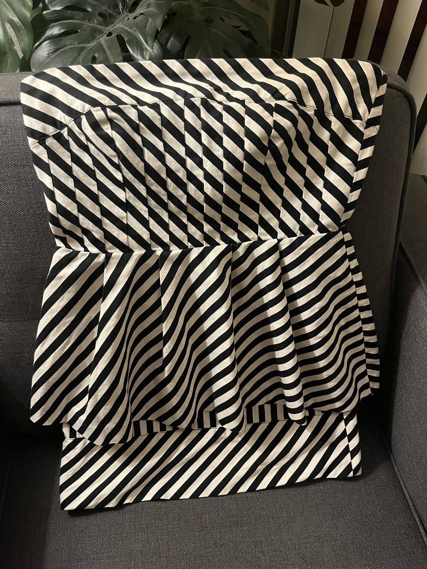 Charlotte Russe Pleated Black & White Striped Strapless Dress