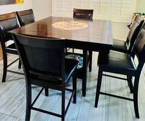 Large Dining Table + 6 Leather Chairs – $350 OBO