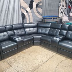 Beautiful  Black  Power Reclining Sectional with LED Lights