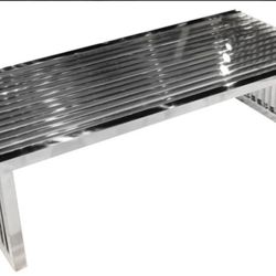 Contemporary Soho Rectangular Stainless Steel Cofee Table With Tempered Glass Top