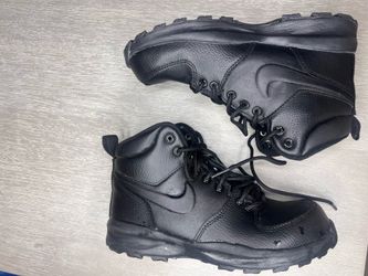 Nike Men’s Black Leather Combat Ankle Boots Lace-Up Round Toe Size 5