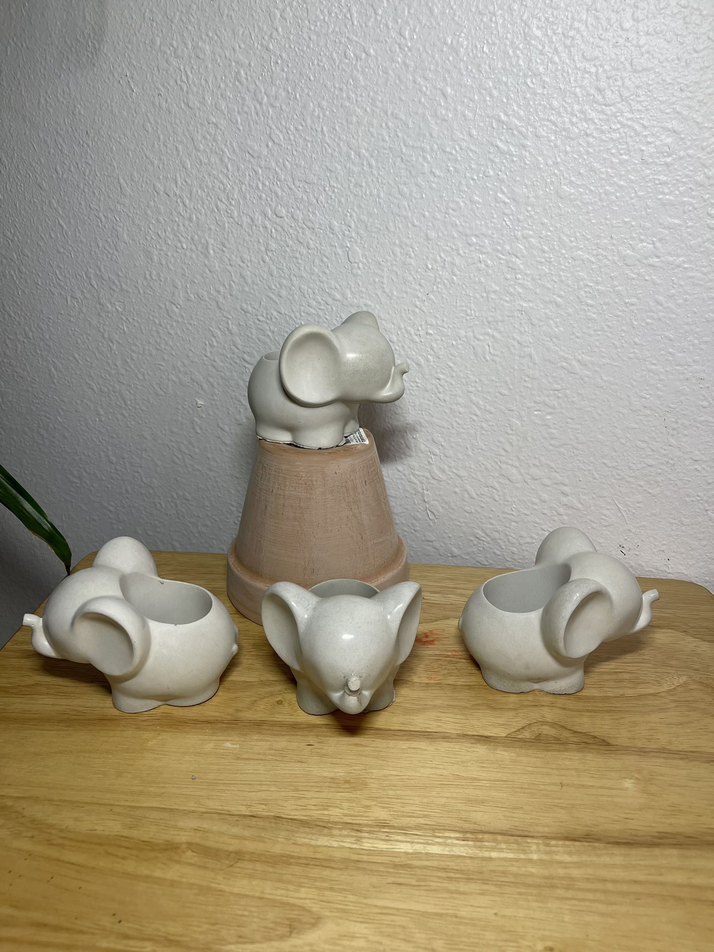 Small Elephant Shaped Planters- Small Concrete Elephant Pots ($4 each )