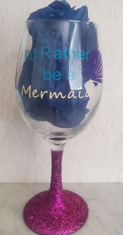 Mermaid Glitter Wine Glasses 