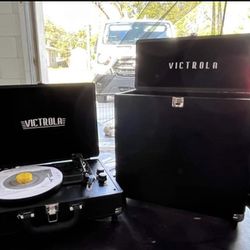 Used Victorilla Record Player And Record Case 