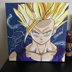 Signed Gohan Dragon Ball Z Canvas Painting