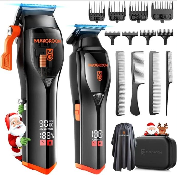 Professional Hair Clippers for Men, 9000 RPM Magnetic Motor, DLC Blades Cordless Hair Cutting Clippers