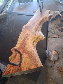 Natural wood dual guitar wall mount holder