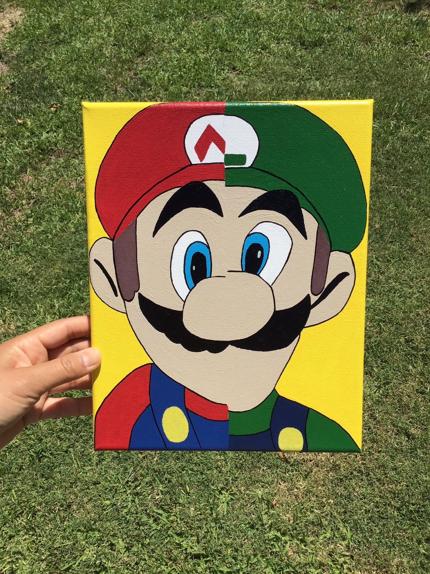 Hand Painted Super Mario Bros Mario Luigi Painting Home Room Decor Picture Frame Wall Art Acrylic Canvas Artwork Nintendo Characters Figures