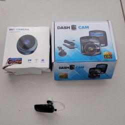 Dash cam 1080HD, wifi camera,  Samsung headset Bluetooth (all 3 for $25)