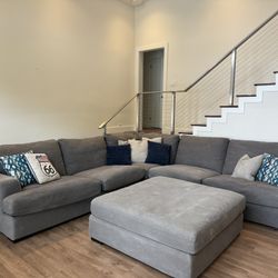 Large Grey Fabric Couch