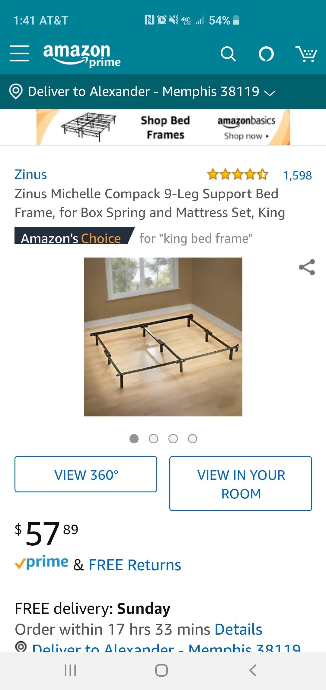 King size metal bed frame