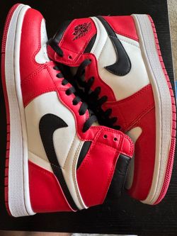 Nike Air High Top Basketball Sneaker Red/White/Black Leather Lace Up Men’s