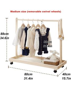 Kids Clothing Rack/Dog Rack Pet Armoire Wardrobe Wooden Clothes Storage