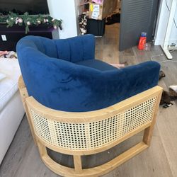 Blue Velvety Rattan chair world Market 