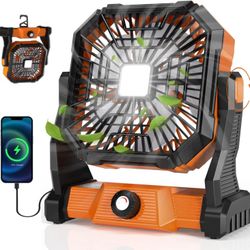 Portable Camping Fan,20000mAh Rechargeable Battery Powered Fan with LED Lantern, USB-C Battery Operated Fans,Ultra Quiet, for Outdoor Indoor Use,Trave