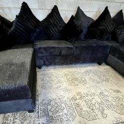 🔥 New! 411 Black Double-Chaise Sectional — Only $1649! 🔥 $0 Down, Flexible Payments Available