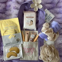 Trader Joe's LOADED Mini Canvas PURPLE Tote Bag