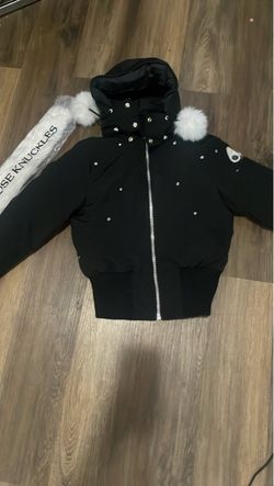“Moose Knuckles” Black Studded Bomber Jacket