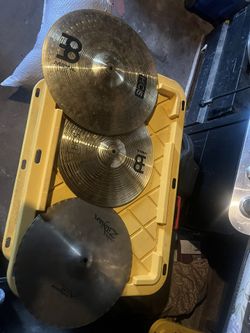 two MEINL symbols one 20” other 16” one hi hat symbol