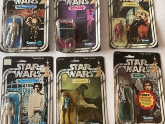 Vintage lot Star Wars action figures and card backs 1977 to 1979 Boba Fett